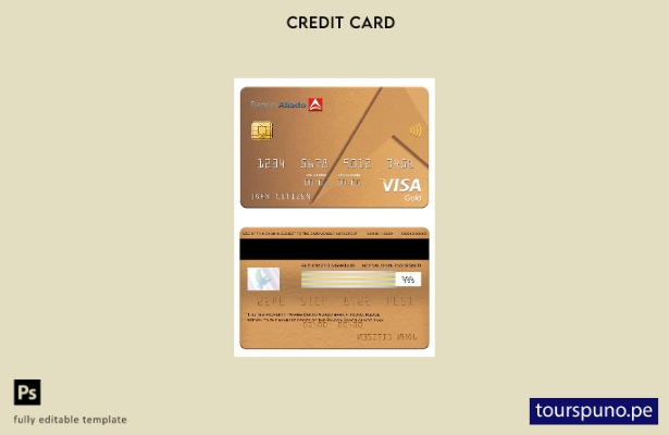 listo para imprimir plantilla de tarjeta dorada visa bancaria Banco Aliado de Pa